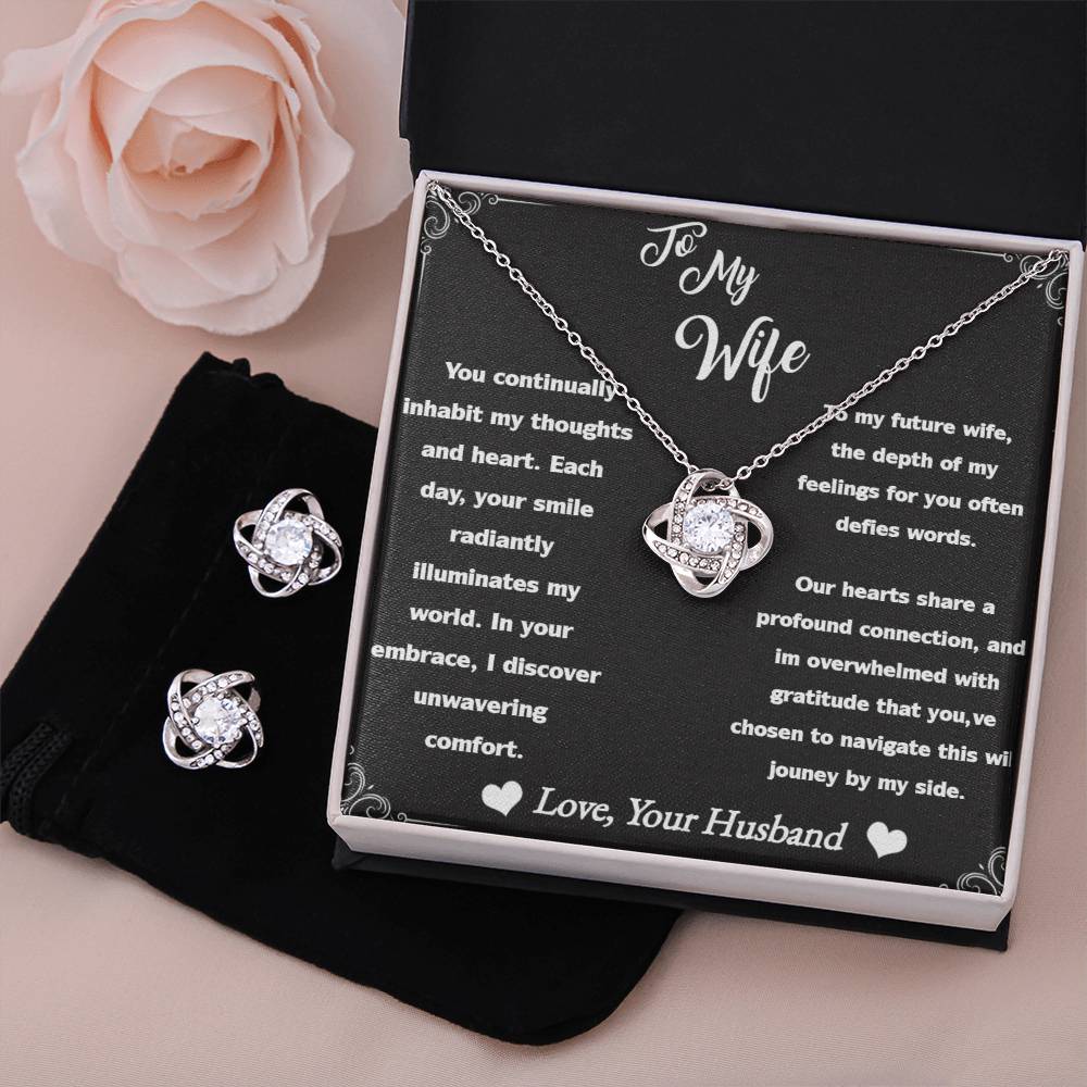 Love Knot Earring & Necklace Set to wife