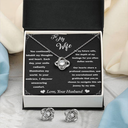 Love Knot Earring & Necklace Set to wife