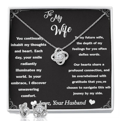 Love Knot Earring & Necklace Set to wife