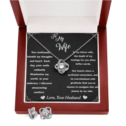 Love Knot Earring & Necklace Set to wife