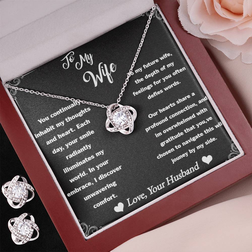 Love Knot Earring & Necklace Set to wife