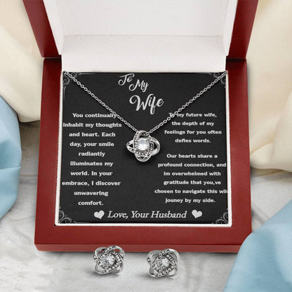 Love Knot Earring & Necklace Set to wife