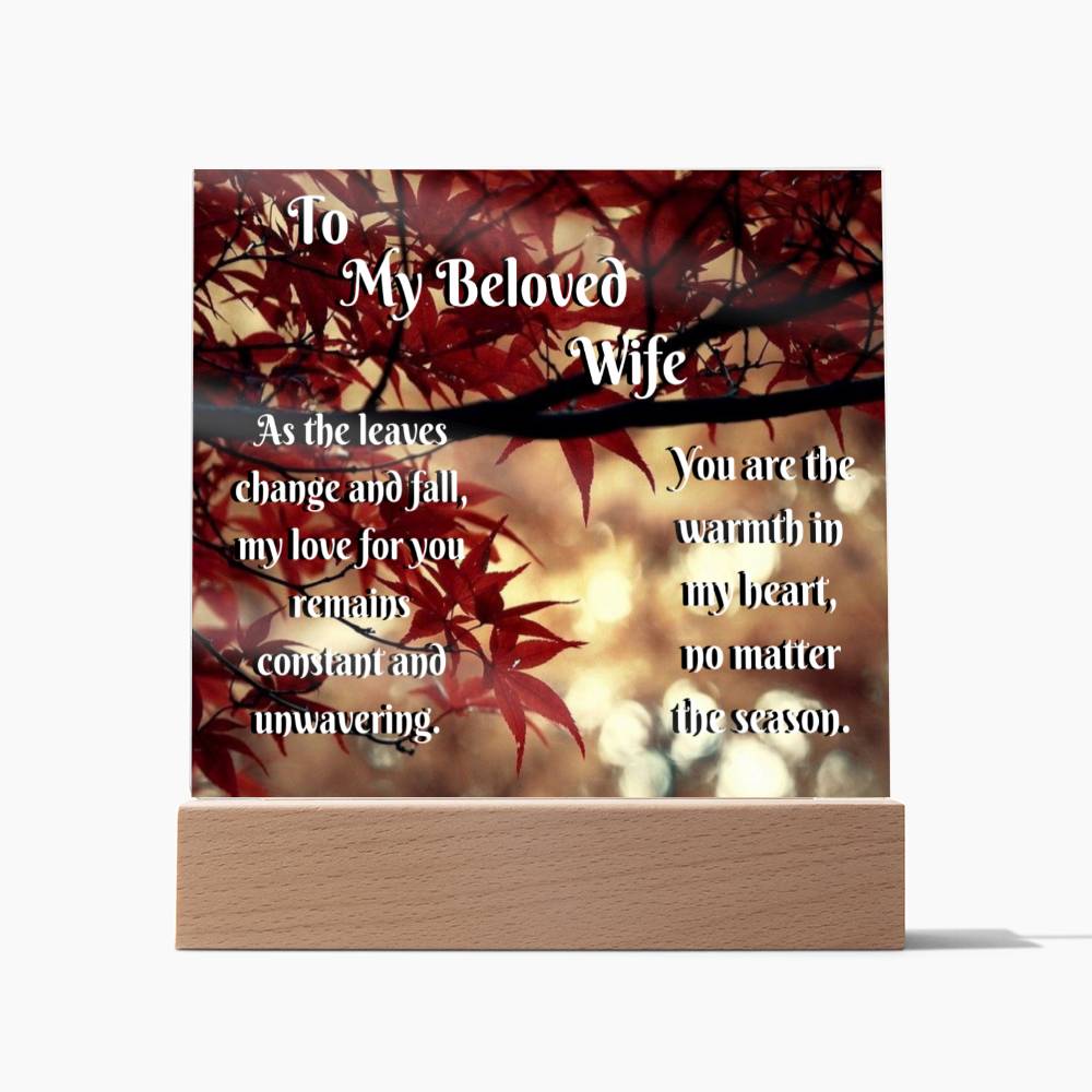 Acrylic Square Plaque to wife fall Edition