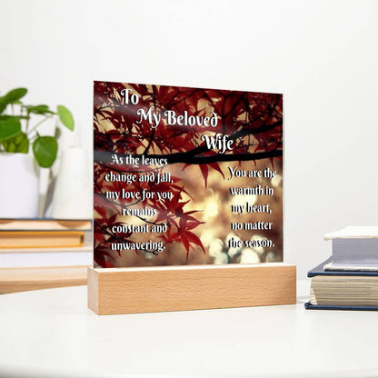 Acrylic Square Plaque to wife fall Edition