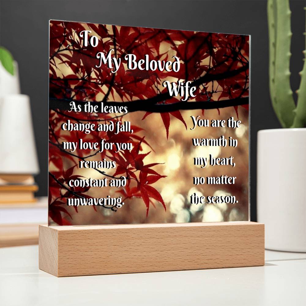 Acrylic Square Plaque to wife fall Edition