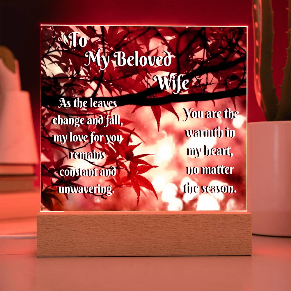 Acrylic Square Plaque to wife fall Edition